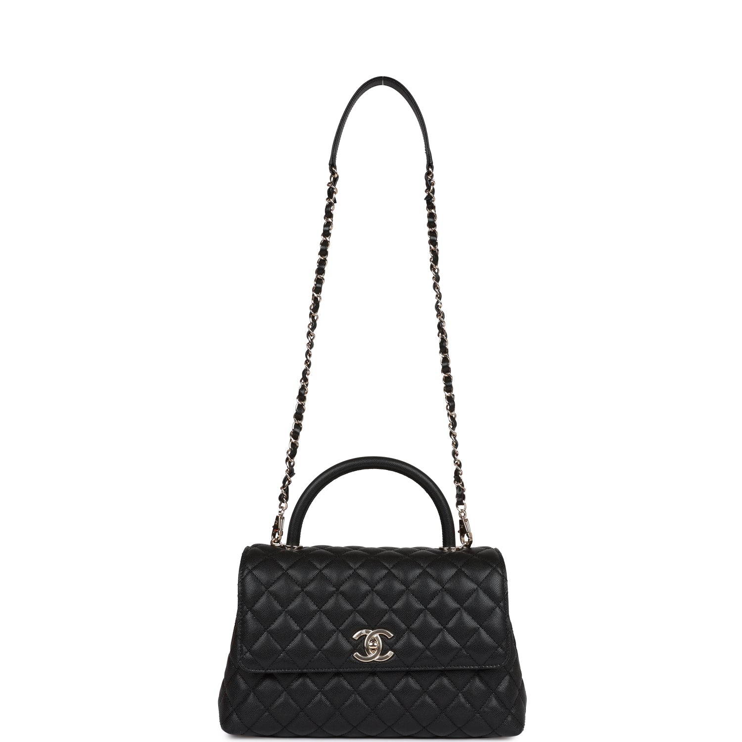 Chanel Small Coco Handle Flap Bag Black Caviar Light Gold Hardware Madison Avenue Couture