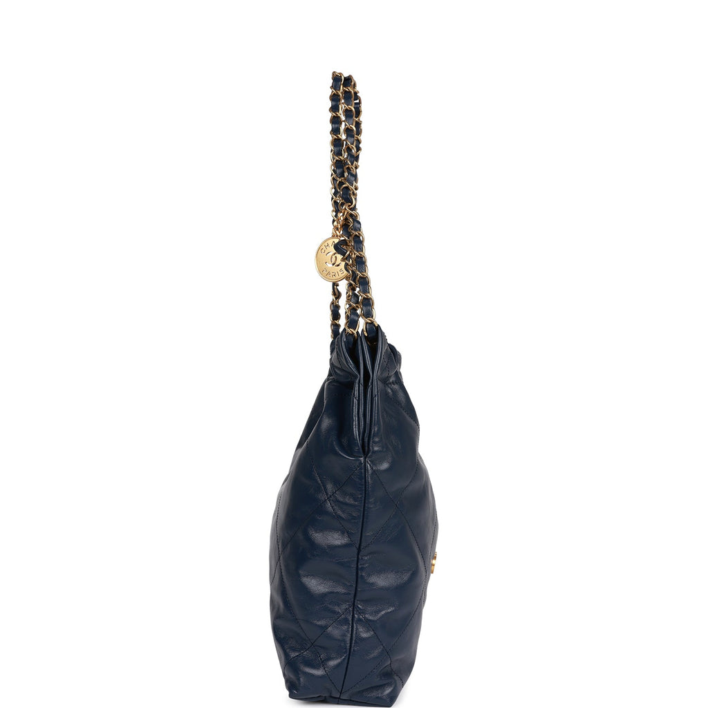 Pre-owned Chanel Large 22 Bag Navy Lambskin Antique Gold Hardware – Madison  Avenue Couture