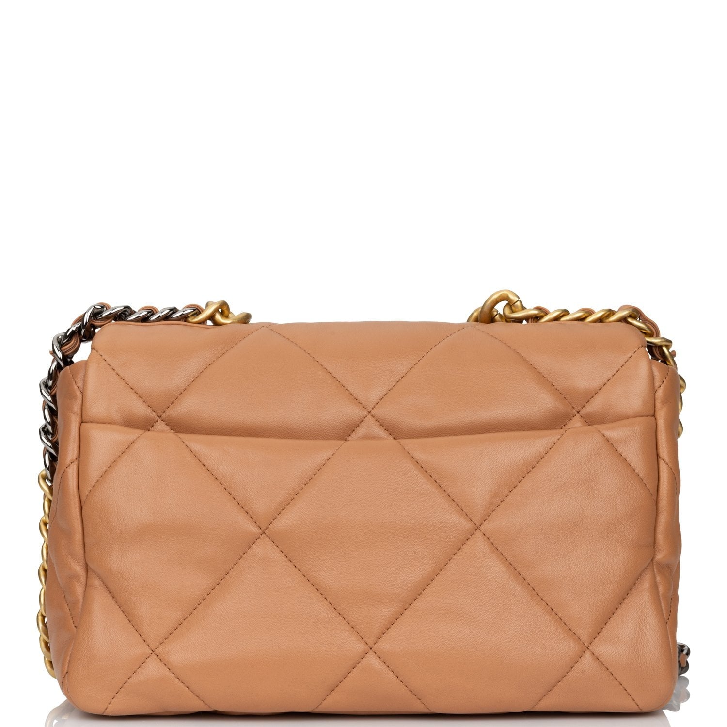 CHANEL 25S FLAP BAG 20 IN DARK CARAMEL CALFSKIN SILVER HARDWARE