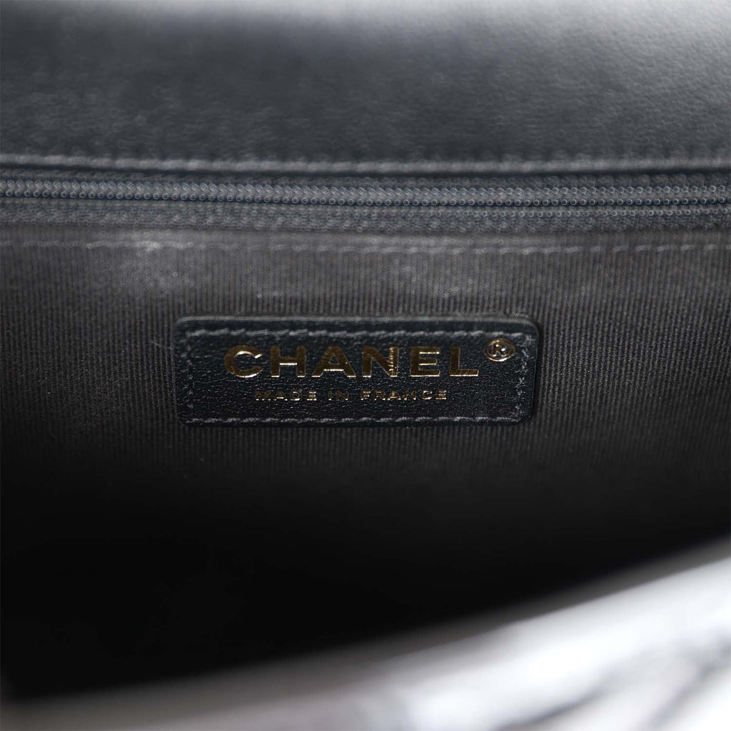 Chanel Large Flap Backpack Black Patent Antique Gold Hardware