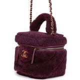 Chanel Small Vanity Case Purple Shearling Gold Hardware