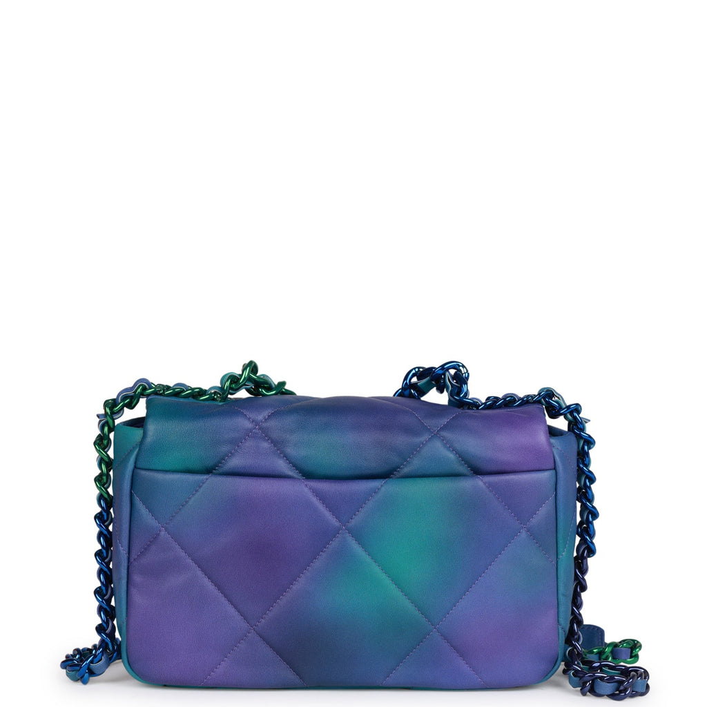 Chanel 19 Tie and Dye Flap Blue/Purple in Calfskin Leather with