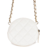 Chanel Camellia Clutch with Chain White Lambskin Light Gold Hardware