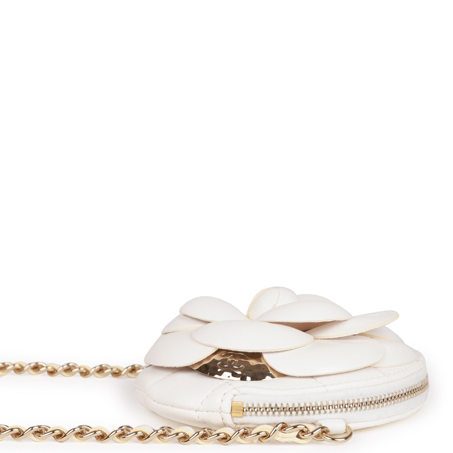 CD Lady Bag 20cm White Lambskin Light Gold Hardware