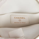 Chanel Camellia Clutch with Chain White Lambskin Light Gold Hardware