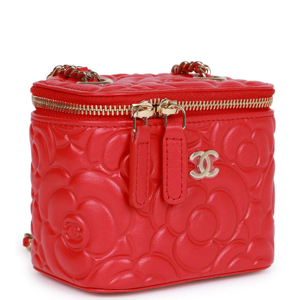 Chanel Vanity Case Medium bag Red Gold hardware Leather ref.276283