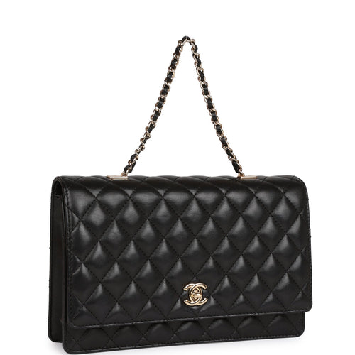 Pre-owned Chanel Fantasy Pearls Large Evening Flap Bag Black Lambskin Light Gold Hardware