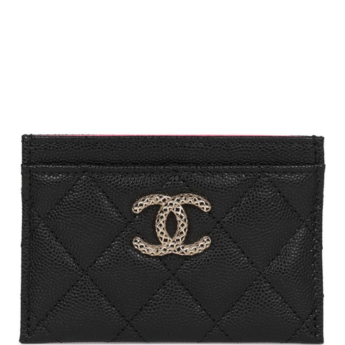 Chanel Card Holder Wallet Black Caviar Light Gold Hardware