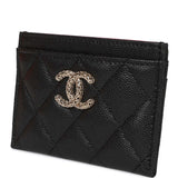 Chanel Card Holder Wallet Black Caviar Light Gold Hardware