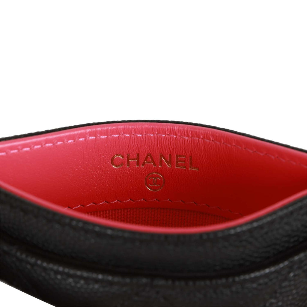 Chanel Card Holder Wallet Black Caviar Light Gold Hardware