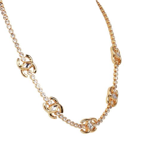 Chanel Faux Gold Crystal CC Choker Necklace