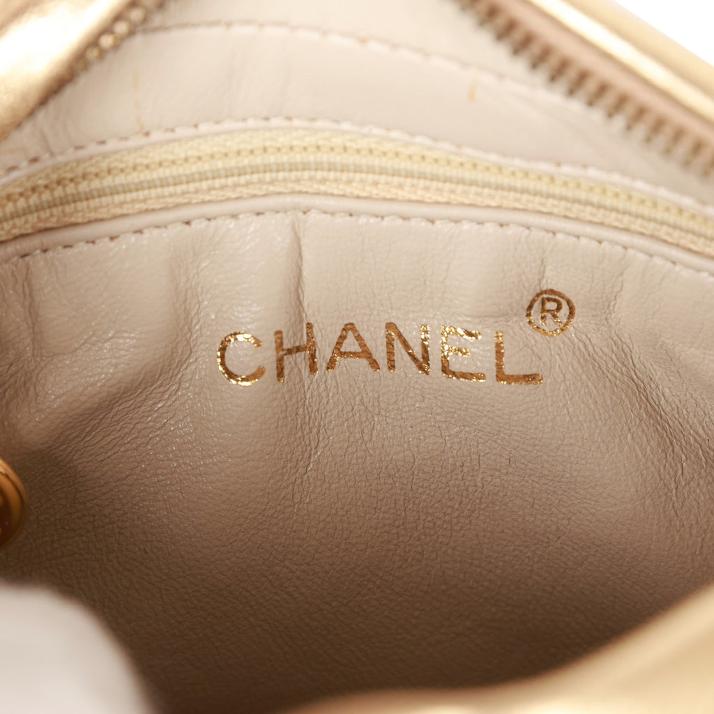 Vintage Chanel CC Camera Bag Gold Metallic Lambskin Gold Hardware