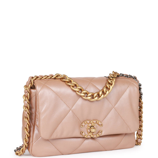 Chanel Medium 19 Flap Bag Beige Iridescent Calfskin Mixed Hardware –  Madison Avenue Couture