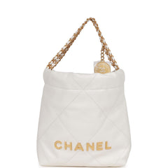 Chanel Mini 22 Bag White Calfskin Gold Hardware