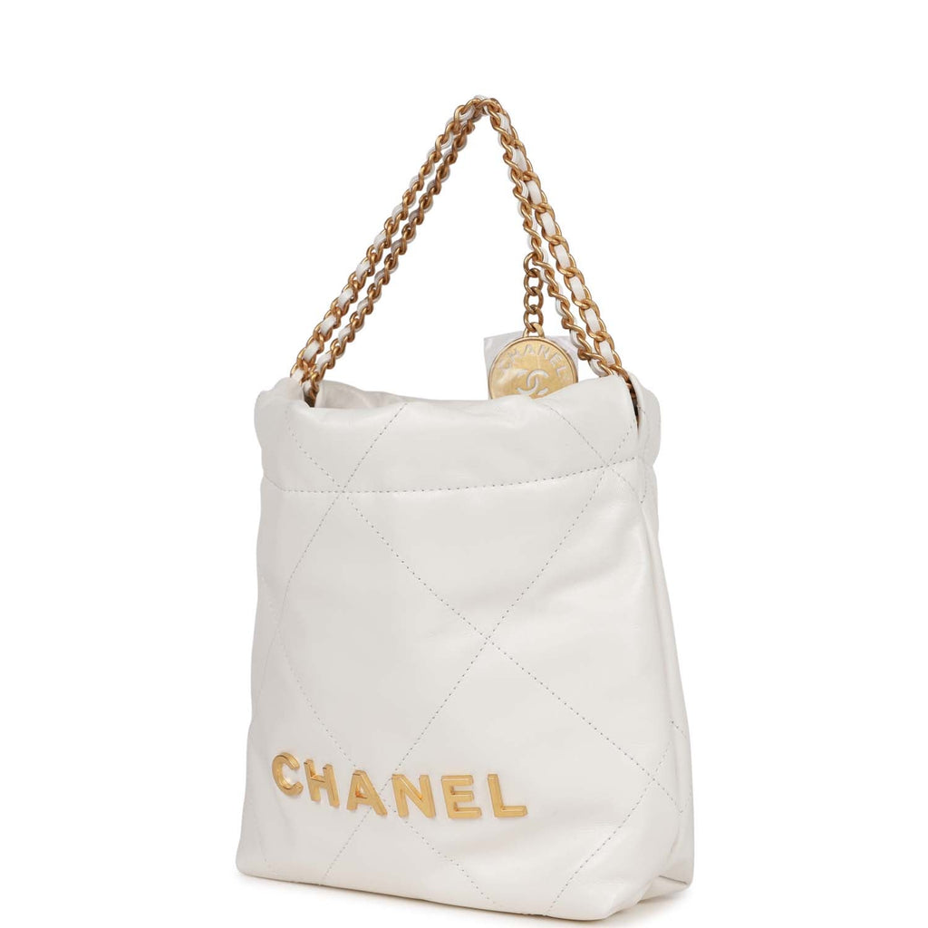 Chanel Mini 22 Bag White Calfskin Gold Hardware – Madison Avenue