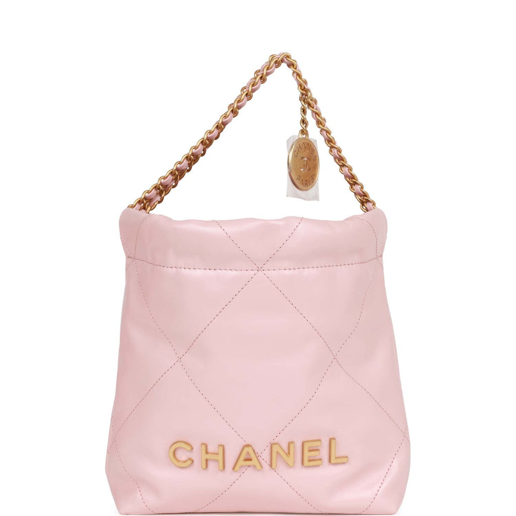A PINK CHEVRON LAMBSKIN LEATHER NEW MINI FLAP BAG WITH GOLD HARDWARE, CHANEL,  2015-2016