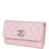 Chanel CC Large Gusset Flap Wallet Pink Caviar Light Gold Hardware