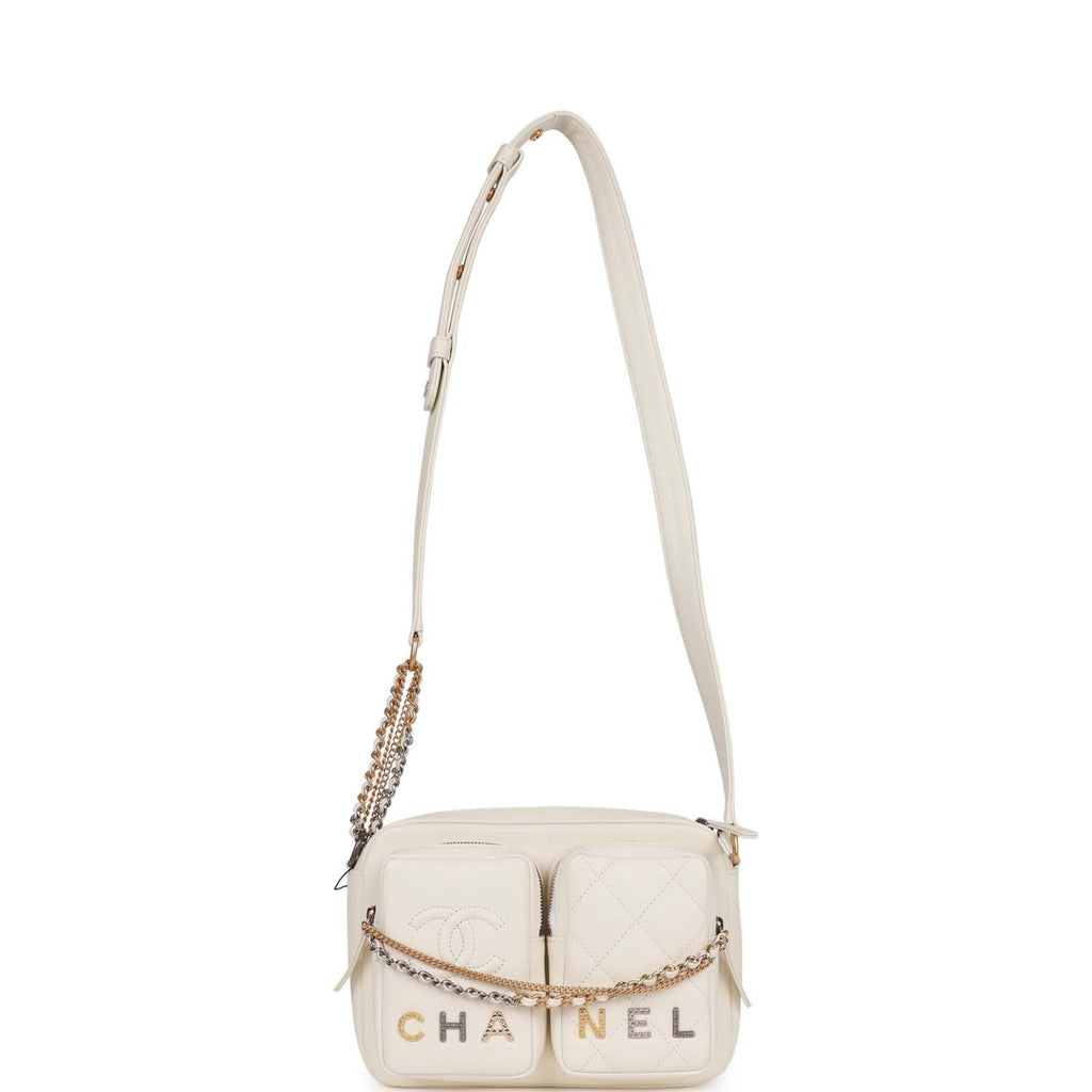 Chanel Small Camera Bag White Calfskin Mixed Metal Hardware – Madison  Avenue Couture