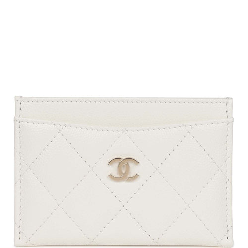 Chanel Card Holder Wallet White Caviar Light Gold Hardware