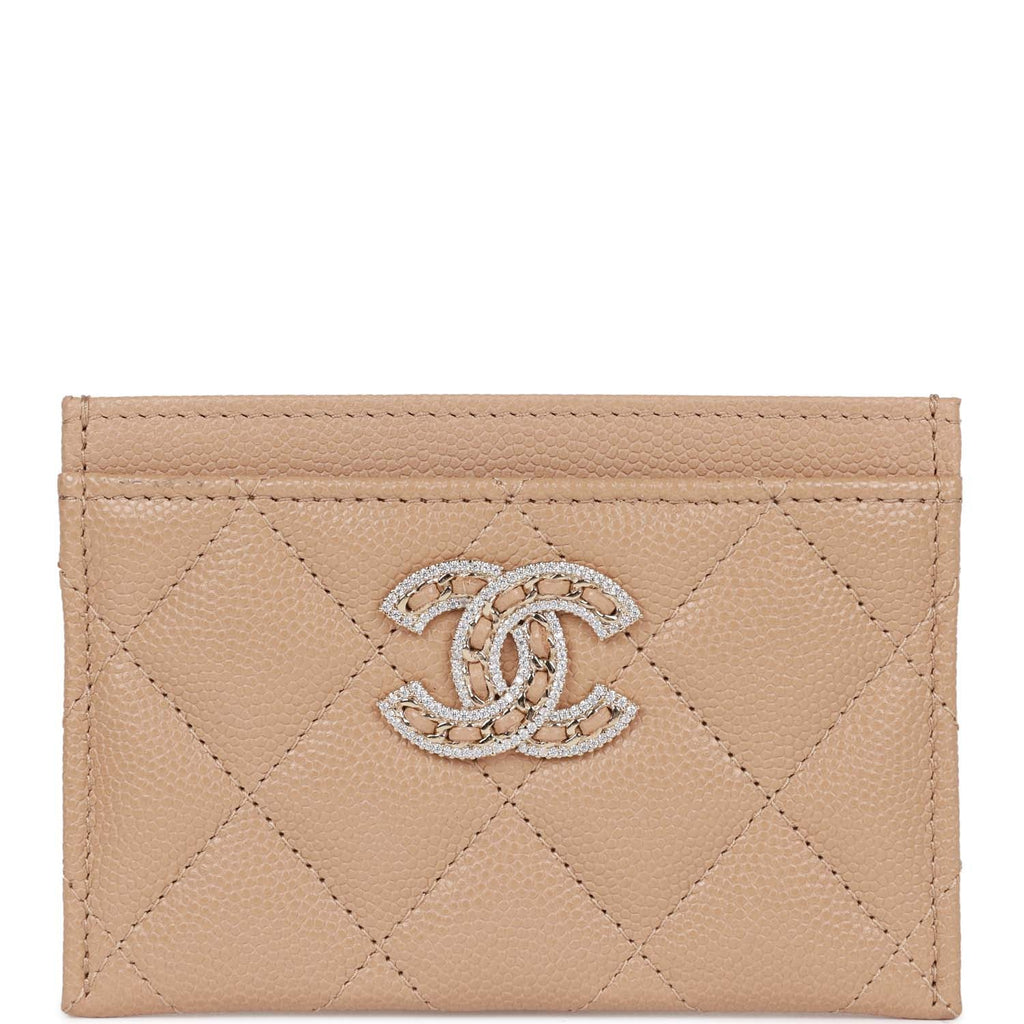 Chanel Card Holder Wallet Beige Caviar Crystal and Light Gold Hardware –  Madison Avenue Couture