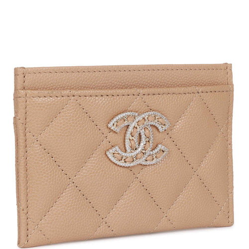 CHANEL Grained Leather Long Flap Wallet Silver-Tone Metal-US