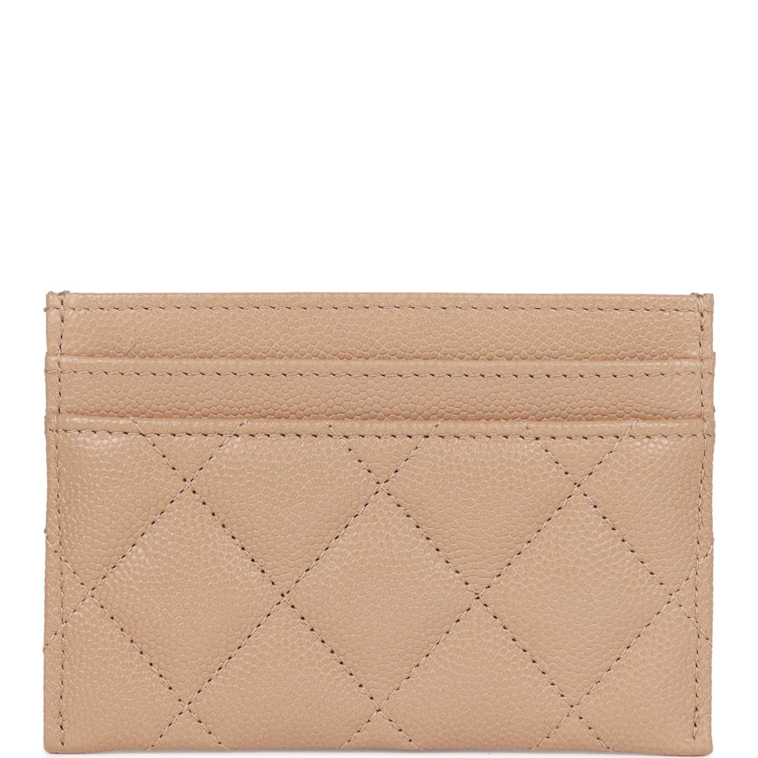 Chanel Card Holder Wallet Beige Caviar Crystal and Light Gold Hardware