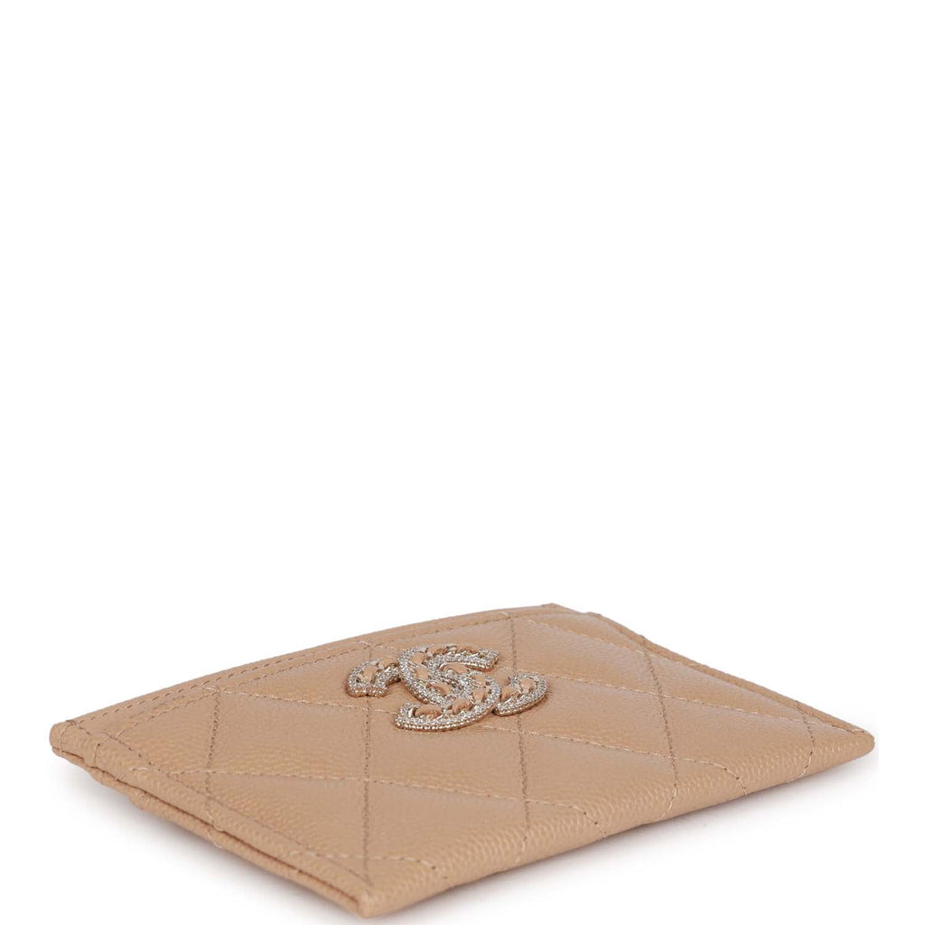 Chanel Card Holder Wallet Beige Caviar Crystal and Light Gold Hardware –  Madison Avenue Couture