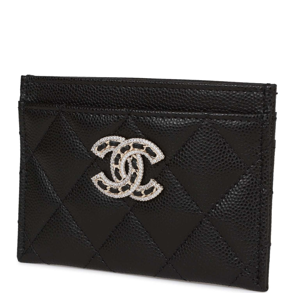Chanel Card Holder Wallet Black Caviar Crystal and Light Gold Hardware –  Madison Avenue Couture