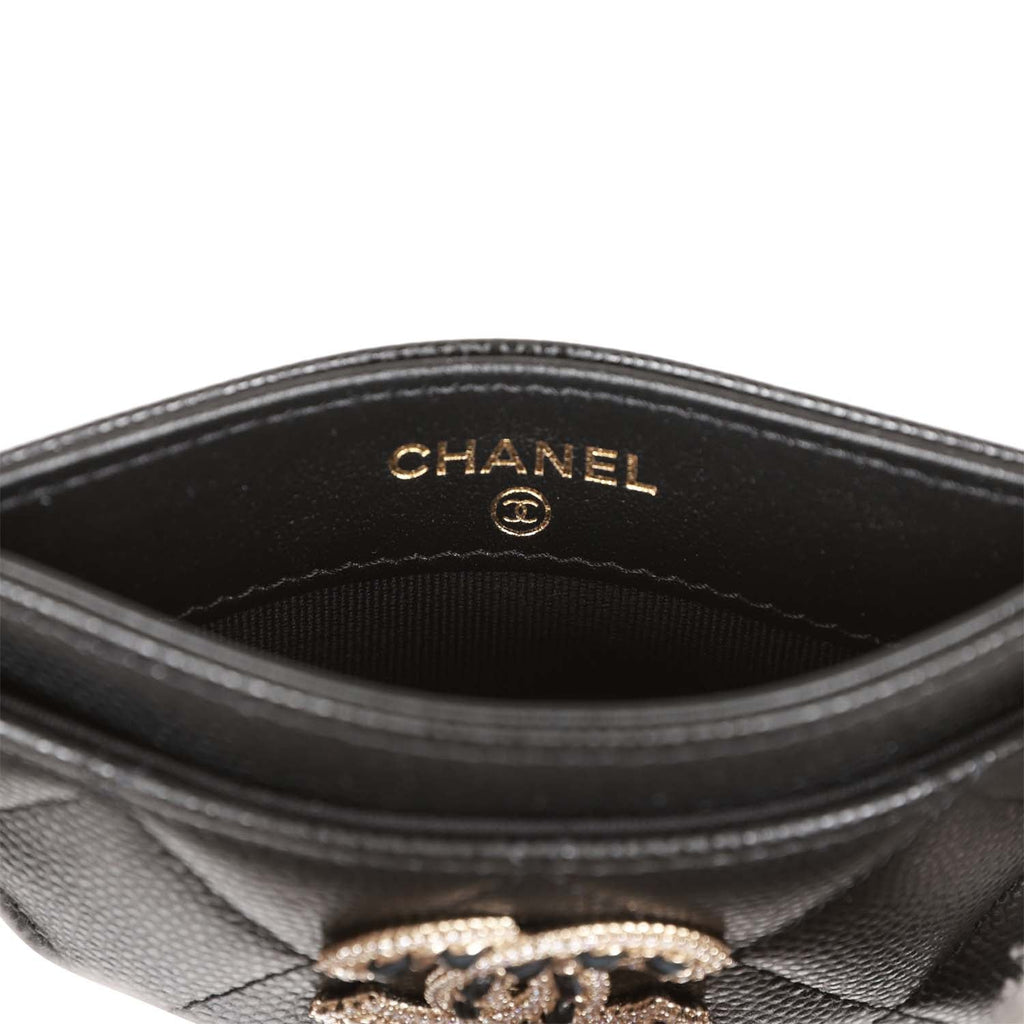 Chanel Wallet on Chain 22S Dark Beige Quilted Caviar CC Crystal