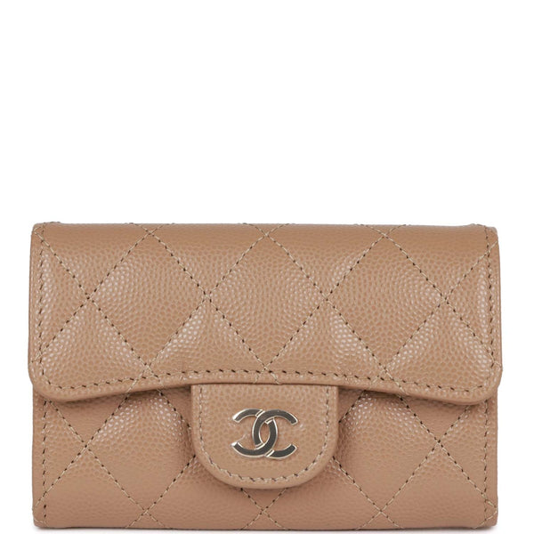 Chanel Flap Card Holder Wallet Blue Lambskin Light Gold Hardware