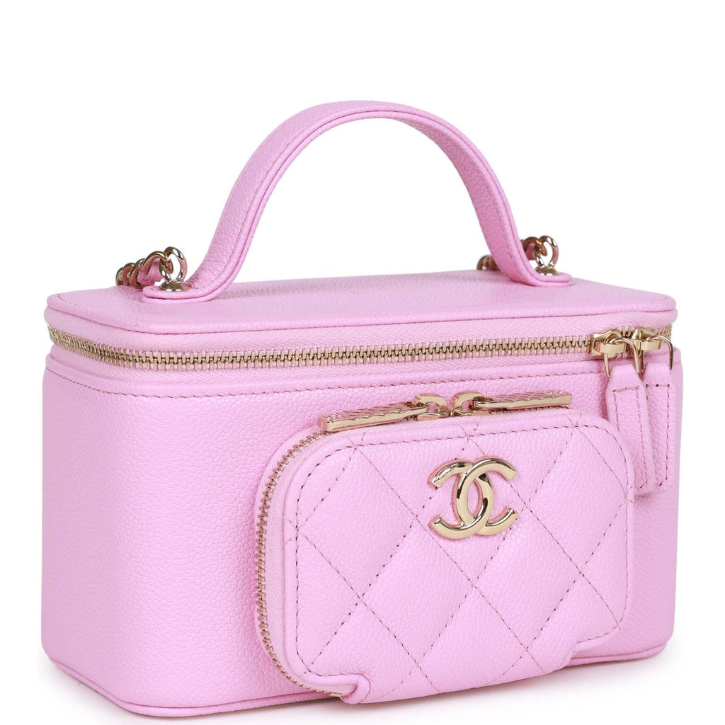 CHANEL Vanity Case Quilted Leather Shoulder Bag Pink