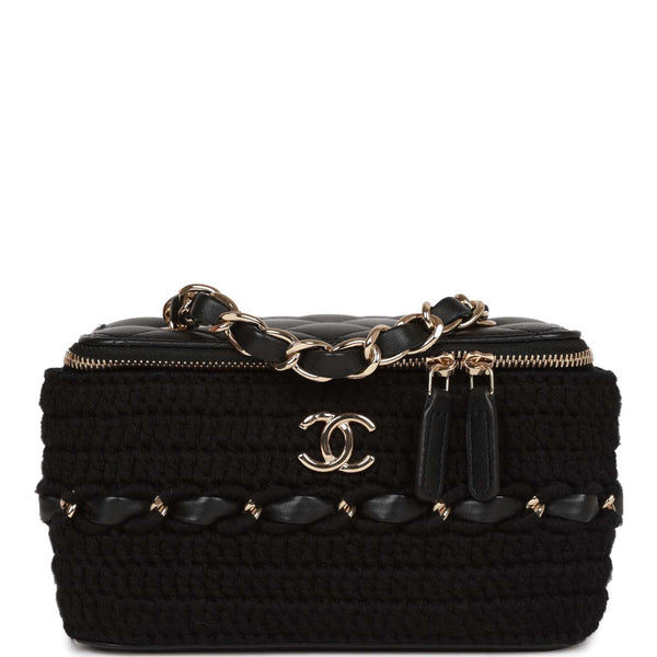 Chanel Double Zip CC Vanity Case Quilted Shiny Lambskin Small at