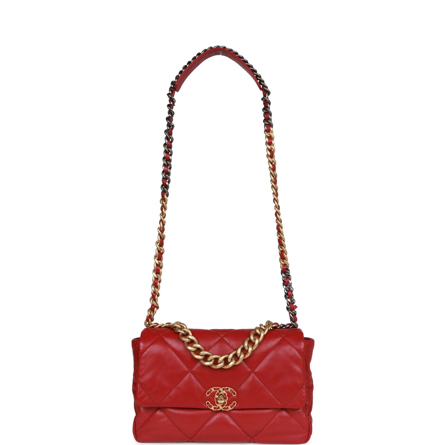 CC WOC ENTRUPY 19 BAG IN CHERRY RED CALFSKIN