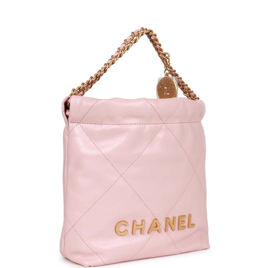 Chanel 22 mini hobo bag blue calfskin silver HW
