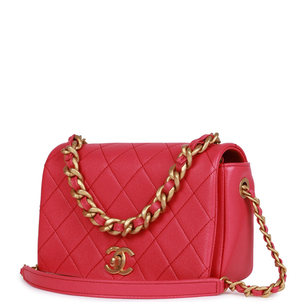Chanel Pink Quilted Lambskin Top Handle Mini Flap Bag Gold Hardware, 2019 (Very Good)