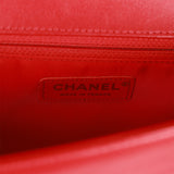 Pre-owned Chanel New Medium Boy Bag Red Lambskin Antique Gold Hardware