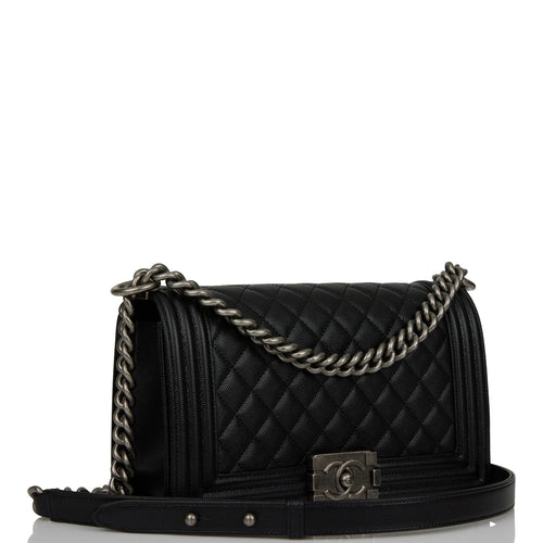 Chanel Medium Boy Bag Black Caviar Ruthenium Hardware