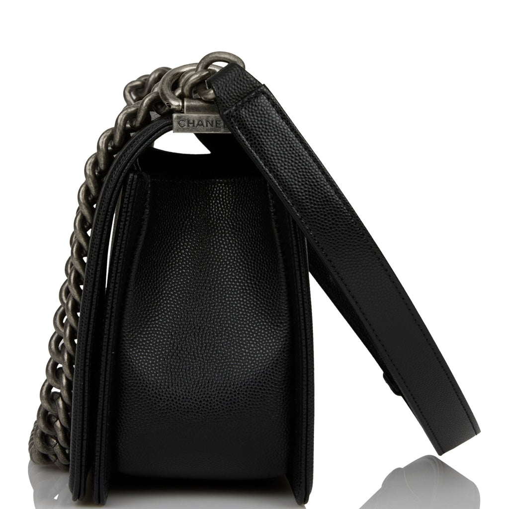 Chanel Medium Boy Bag Black Caviar Ruthenium Hardware