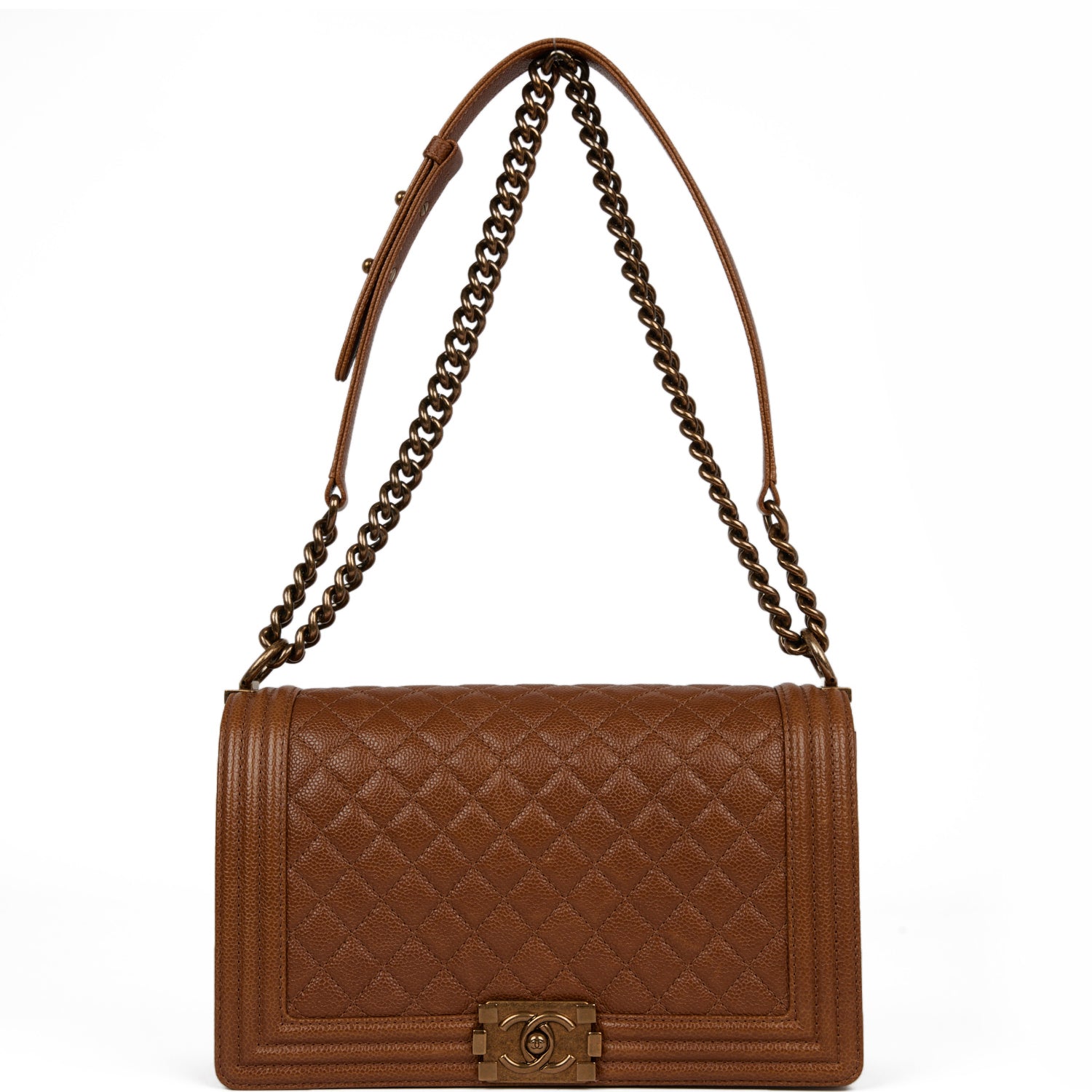 Chanel Large Boy Bag Brown Caviar Antique Gold Hardware – Madison ...