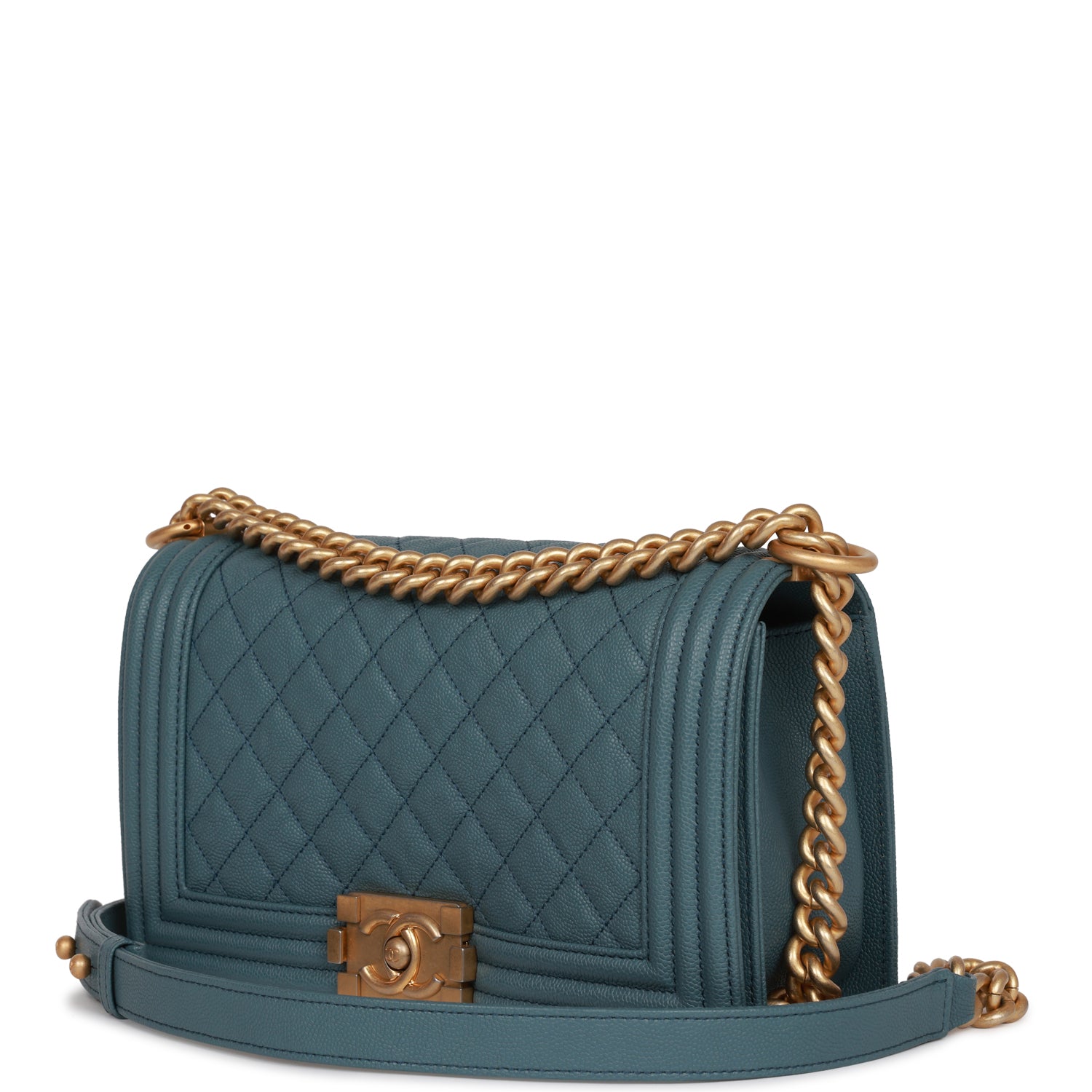 Chanel Medium Boy Bag Blue Caviar Antique Gold Hardware – Madison ...