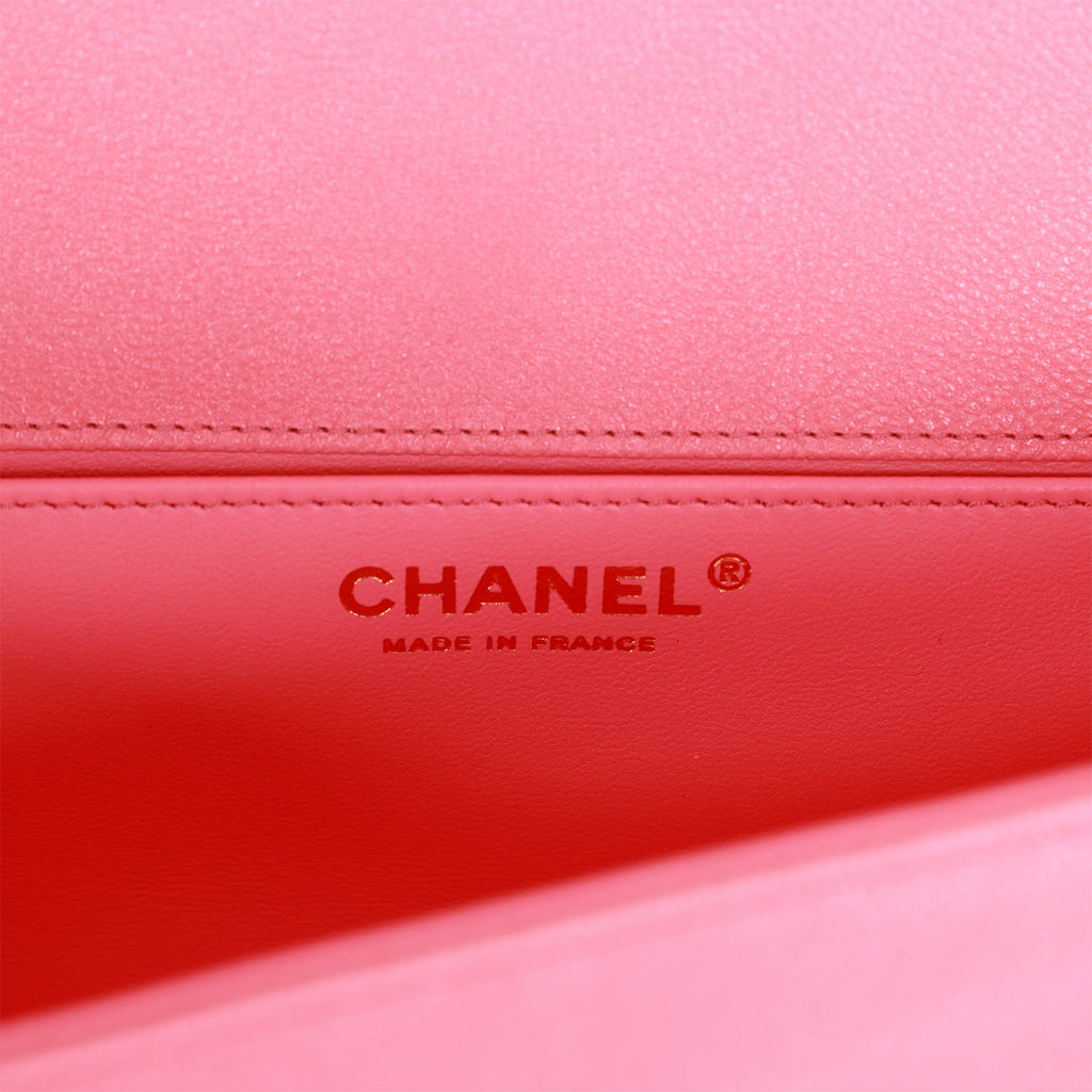 Chanel Medium Boy Bag Pink Chevron Caviar Light Gold Hardware