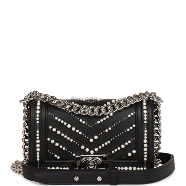 Chanel Small Boy Bag Black Calfskin and Pearl Silver Hardware – Madison  Avenue Couture