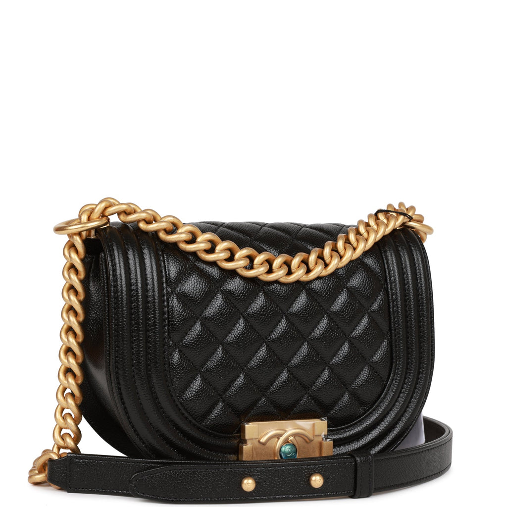 Chanel Small Boy Messenger Bag Black Caviar Antique Gold Hardware – Madison  Avenue Couture