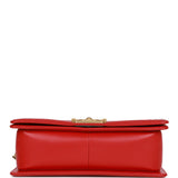 Chanel Medium Boy Bag Red Lambskin Antique Gold Hardware