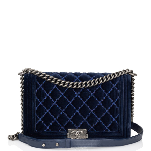 Chanel Pre-Owned 2013 Boy Chanel velvet shoulder bag - Blue