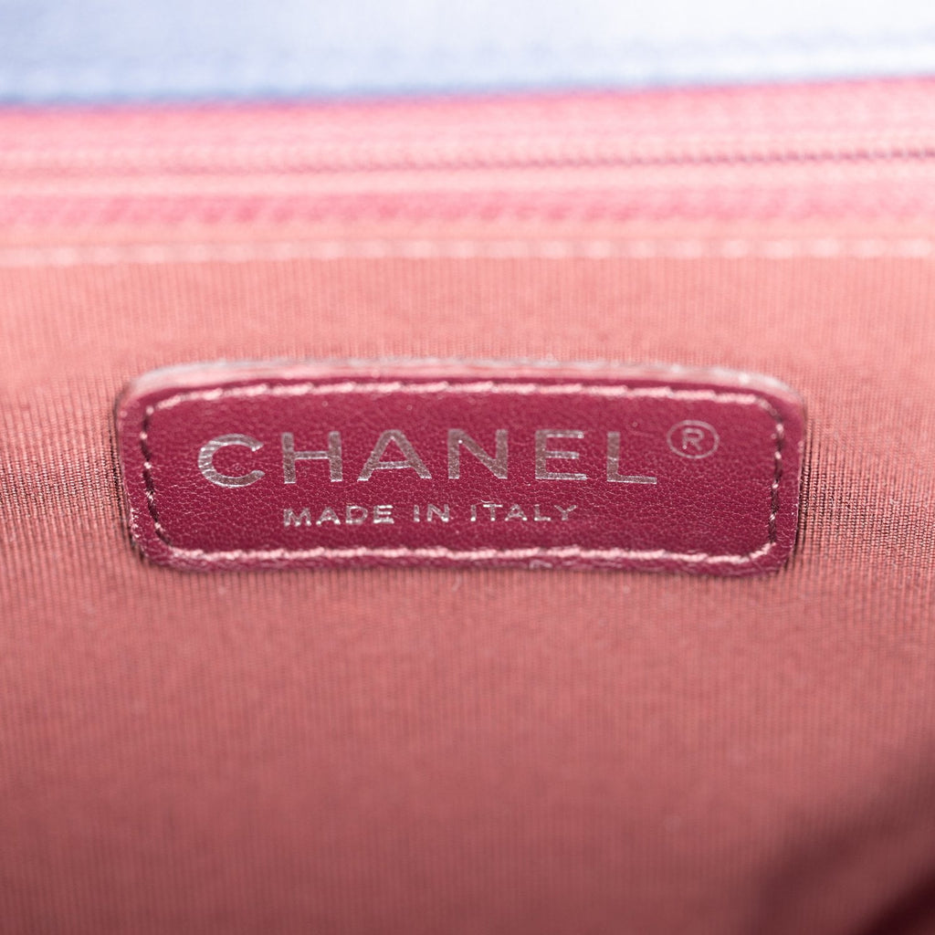 Pre-owned Chanel Large Boy Bag Blue Velvet Ruthenium Hardware