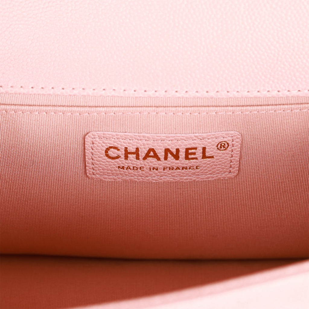 Chanel Medium Boy Bag Pink Caviar Antique Gold Hardware