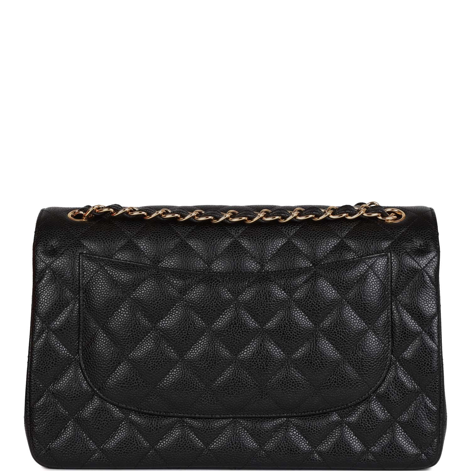 Chanel Black Quilted Caviar Jumbo Classic Double Flap Bag Madison