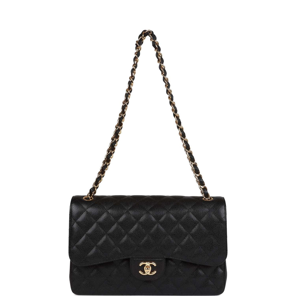 Chanel Black Quilted Caviar Jumbo Classic Double Flap Gold Hardware, 2012- 2013 Available For Immediate Sale At Sotheby's