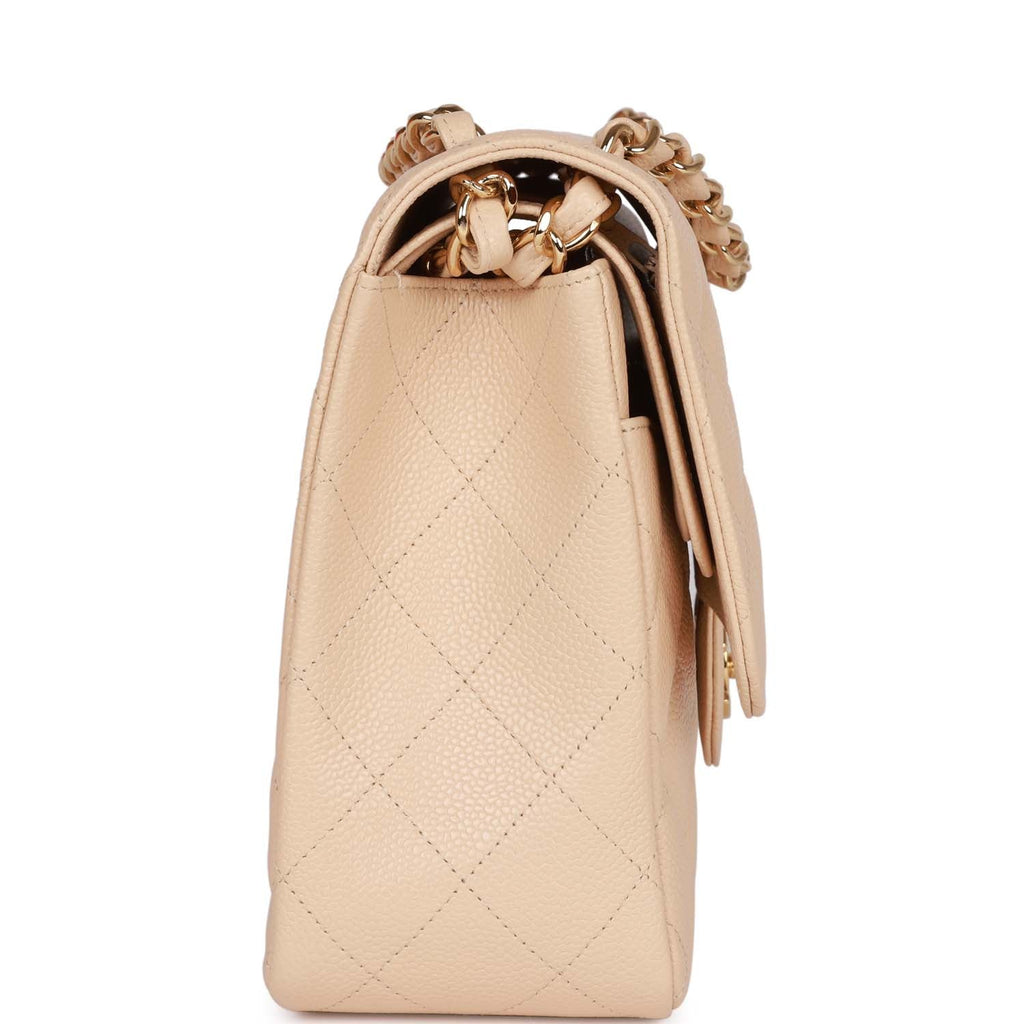 Pre-owned Chanel Jumbo Classic Double Flap Bag Beige Caviar Gold Hardw – Madison  Avenue Couture